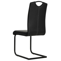Chaises à manger cantilever lot de 2 noir similicuir 