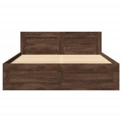 Cadre de lit et tête de lit sans matelas chêne marron 120x200cm 