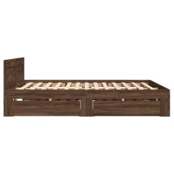 Cadre de lit et tête de lit sans matelas chêne marron 120x200cm 