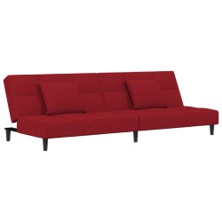 Canapé-lit à 2 places et deux oreillers Rouge bordeaux Velours 