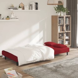 Canapé-lit à 2 places et deux oreillers Rouge bordeaux Velours 