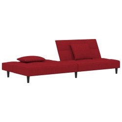 Canapé-lit à 2 places et deux oreillers Rouge bordeaux Velours 