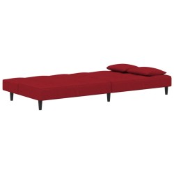 Canapé-lit à 2 places et deux oreillers Rouge bordeaux Velours 