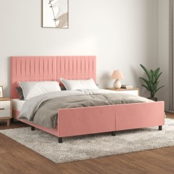 Cadre de lit sans matelas rose velours 