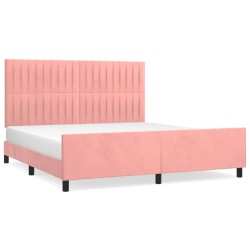 Cadre de lit sans matelas rose velours 