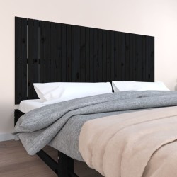 Tête de lit murale Noir 204x3x90 cm Bois massif de pin 
