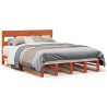 Cadre de lit sans matelas cire marron 150x200cm bois pin massif 