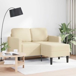 Canapé 2 places avec méridienne en L crème 125 cm tissu 