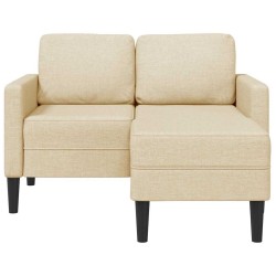 Canapé 2 places avec méridienne en L crème 125 cm tissu 