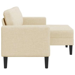 Canapé 2 places avec méridienne en L crème 125 cm tissu 