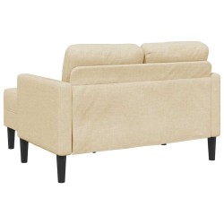 Canapé 2 places avec méridienne en L crème 125 cm tissu 