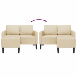 Canapé 2 places avec méridienne en L crème 125 cm tissu 