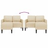 Canapé 2 places avec méridienne en L crème 125 cm tissu 