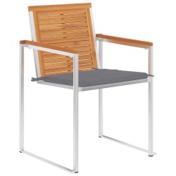 Chaises de jardin avec coussins lot de 2 Acacia solide et acier 