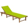 Chaise longue pliable avec coussin Bois d'acacia solide 