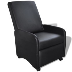 Fauteuil pliable noir similicuir 