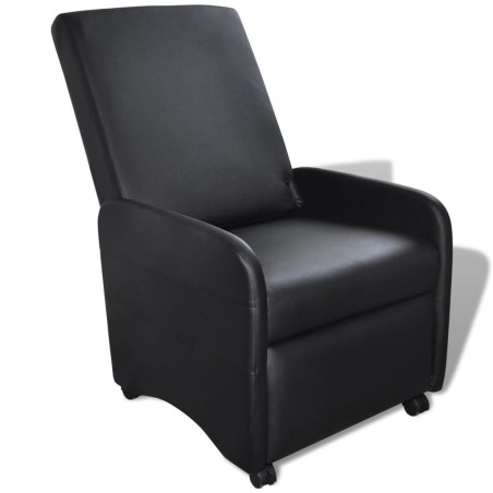 Fauteuil pliable noir similicuir 