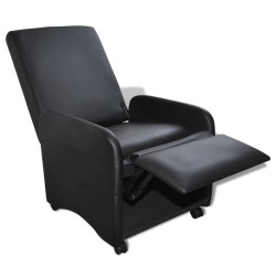 Fauteuil pliable noir similicuir 