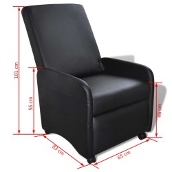 Fauteuil pliable noir similicuir 