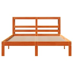 Cadre de lit sans matelas cire marron 135x190cm bois pin massif 