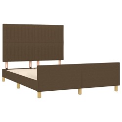 Cadre de lit sans matelas marron foncé 140x200 cm tissu 