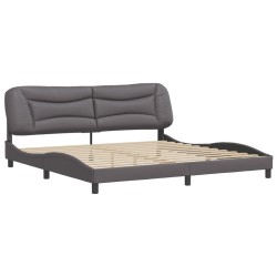 Cadre de lit sans matelas gris 200x200 cm similicuir 