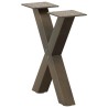 Pieds de table basse en forme de X, 2 pièces, acier naturel, 40 x (30-31) cm 