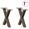 Pieds de table basse en forme de X, 2 pièces, acier naturel, 40 x (30-31) cm 