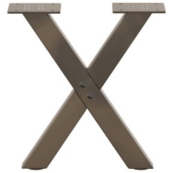 Pieds de table basse en forme de X, 2 pièces, acier naturel, 40 x (30-31) cm 