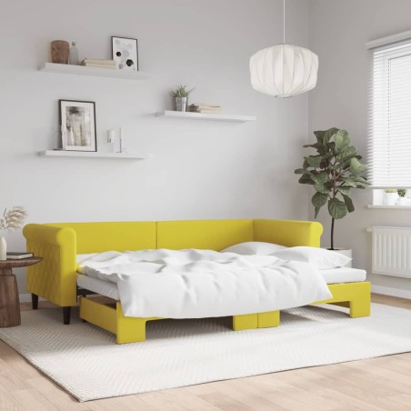Lit de jour avec lit gigogne jaune 80x200 cm velours 
