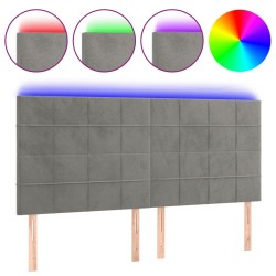 Tête de lit à LED Gris clair 160x5x118/128 cm Velours 