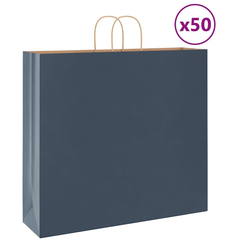 Sacs en papier 50 pcs avec poignées bleu 54x15x49 cm 
