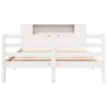 Lit bibliothèque sans matelas blanc 120x190 cm bois pin massif 