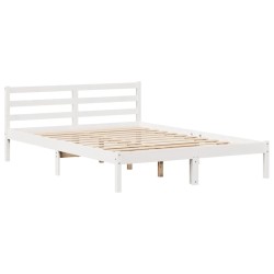 Lit bibliothèque sans matelas blanc 120x190 cm bois pin massif 
