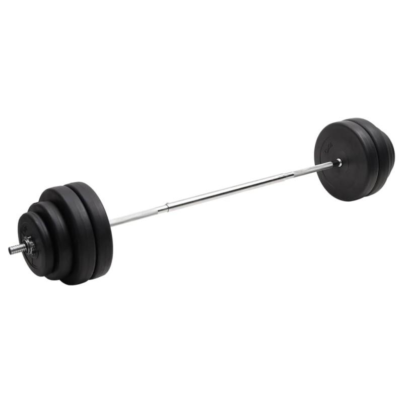 Barre d'haltères avec plaques 60 kg 