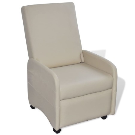 Fauteuil pliable crème similicuir 
