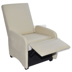 Fauteuil pliable crème similicuir 