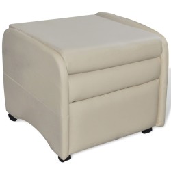 Fauteuil pliable crème similicuir 