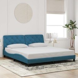Cadre de lit sans matelas bleu 180x200 cm velours 