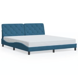 Cadre de lit sans matelas bleu 180x200 cm velours 