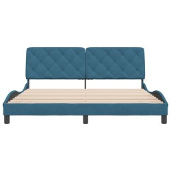 Cadre de lit sans matelas bleu 180x200 cm velours 