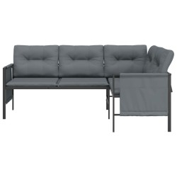 Canapé d'angle de jardin anthracite acier et textilène 