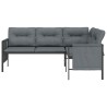 Canapé d'angle de jardin anthracite acier et textilène 