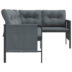 Canapé d'angle de jardin anthracite acier et textilène 