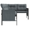 Canapé d'angle de jardin anthracite acier et textilène 
