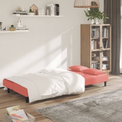 Canapé-lit à 2 places avec deux oreillers Rose Velours 