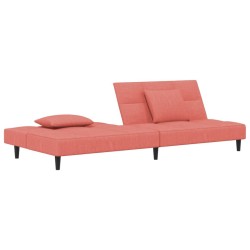 Canapé-lit à 2 places avec deux oreillers Rose Velours 