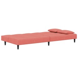 Canapé-lit à 2 places avec deux oreillers Rose Velours 