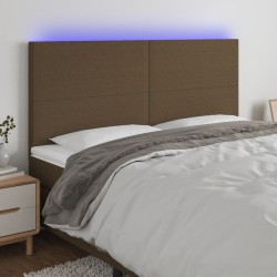 Tête de lit à LED Marron foncé 200x5x118/128 cm Tissu 