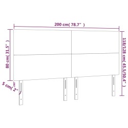 Tête de lit à LED Marron foncé 200x5x118/128 cm Tissu 